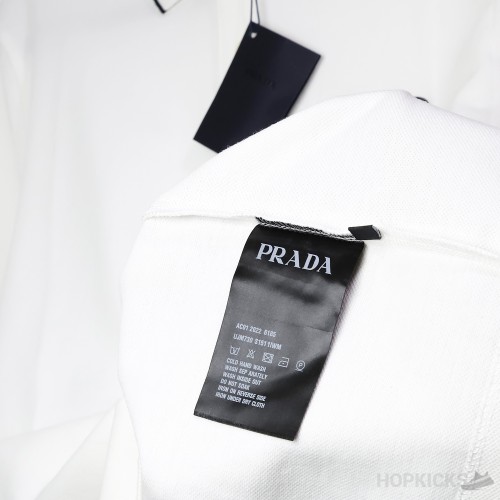 Prada Logo White Black Neck Polo Shirt